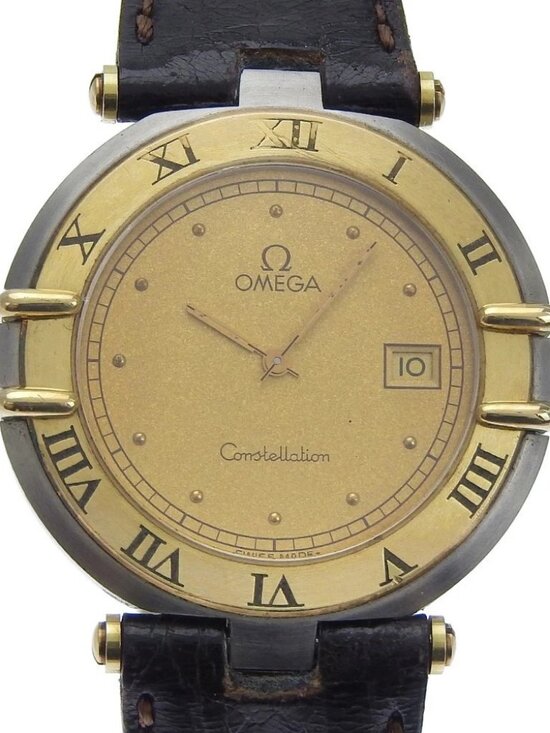 OMEGA Constellation Watches goldDial Stainless Steel/leather Quartz Analog...